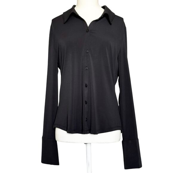 Abercrombie & Fitch Soft A&F Black Long Sleeve Button-Up Shirt Womens L EUC - Picture 1 of 5